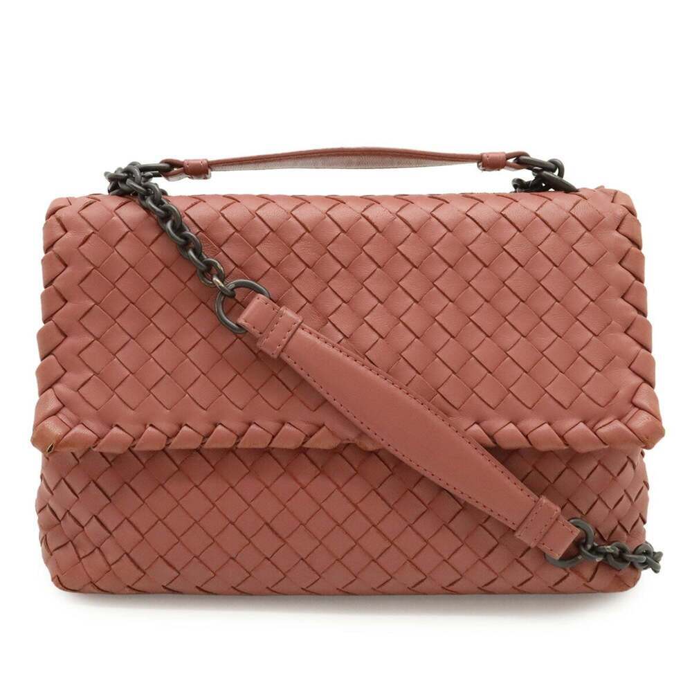 BOTTEGA VENETA Pink Leather Intrecciato Shoulder Bag